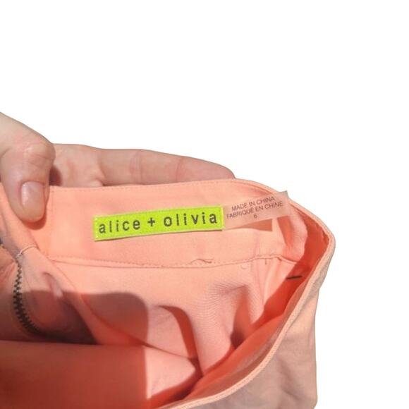 Alice + Olivia Pale Peach Pastel Pink/Coral Pleated Mini Skirt - Picture 4 of 12